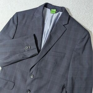 Banana Republic Blazer Mens 38S Blue Plaid Tailored Fit 100% Wool Sport Coat